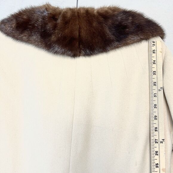 Vintage 50s 100% Cashmere Mink Fur Collar Swing Pea Coat Luxury Like Lilli Ann M - Picture 8 of 11